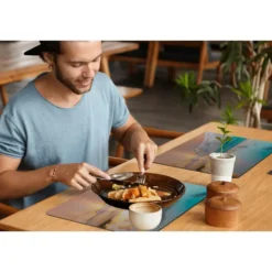 Placemat 6 stuks 45x30 cm Zonsondergang - Strand - Zee - Zomer - Blauw