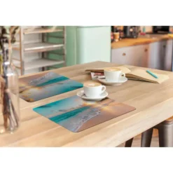 Placemat 6 stuks 45x30 cm Zonsondergang - Strand - Zee - Zomer - Blauw