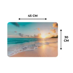 Placemat 6 stuks 45x30 cm Zonsondergang - Strand - Zee - Zomer - Blauw