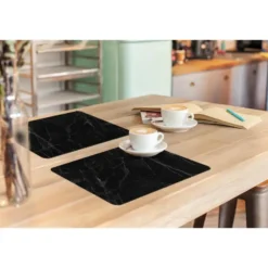 Placemat 6 stuks 45x30 cm Zwart - Marmer