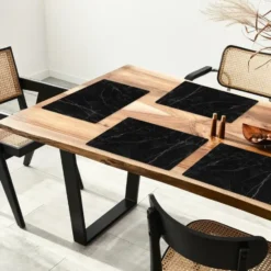 Placemat 6 stuks 45x30 cm Zwart - Marmer