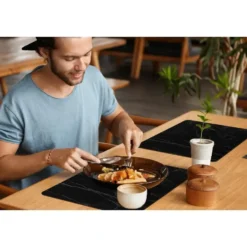Placemat 6 stuks 45x30 cm Zwart - Marmer