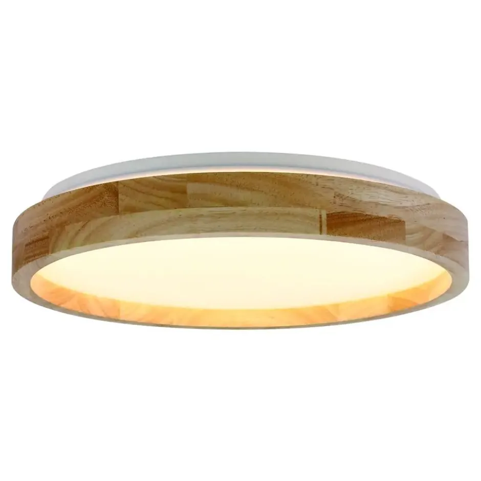Plafonnière Noah LED - houtlook metaal/kunststof - 6,5xØ27,2 cm