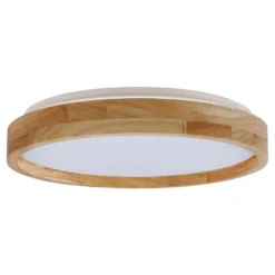 Plafonnière Noah LED - houtlook metaal/kunststof - 6,5xØ27,2 cm