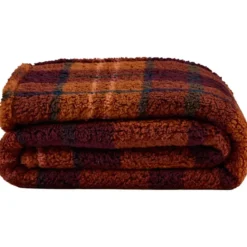 Plaid Teddy - bruin/bordeaux - 150x200 cm