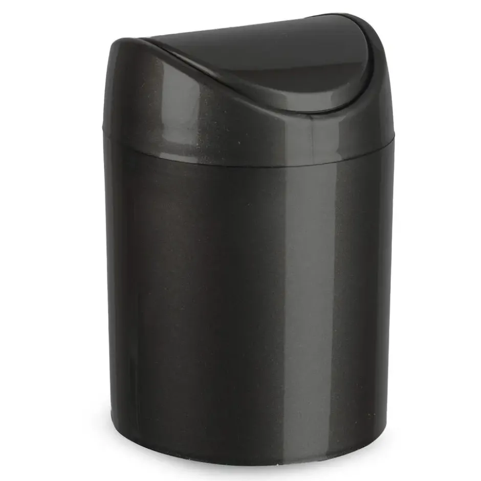Plasticforte Mini prullenbakje - zwart- kunststof - 1.4L