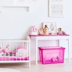 Plasticforte Opbergbox met deksel - roze - 47L - kunststof
