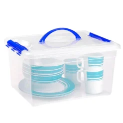 Plasticforte Opbergbox met deksel - blauw - 12L - kunststof