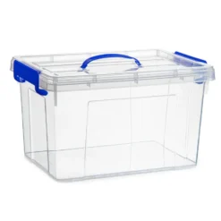 Plasticforte Opbergbox met deksel - blauw - 18.5L - kunststof