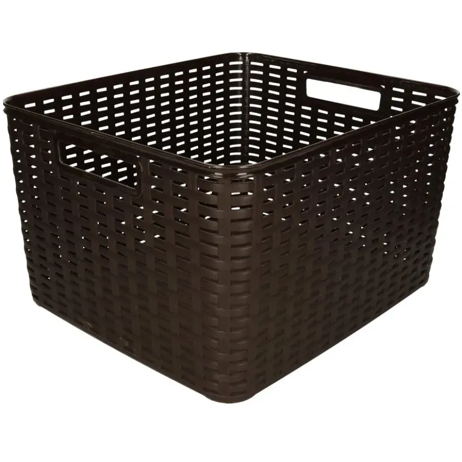 Plasticforte Opbergmand - rotan kunststof - donkerbruin - 28 L