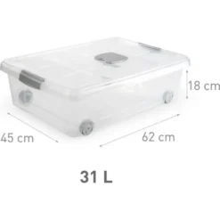 Plasticforte Opslagbak met deksel - 1x - 31L - 62 x 45 x 18 cm