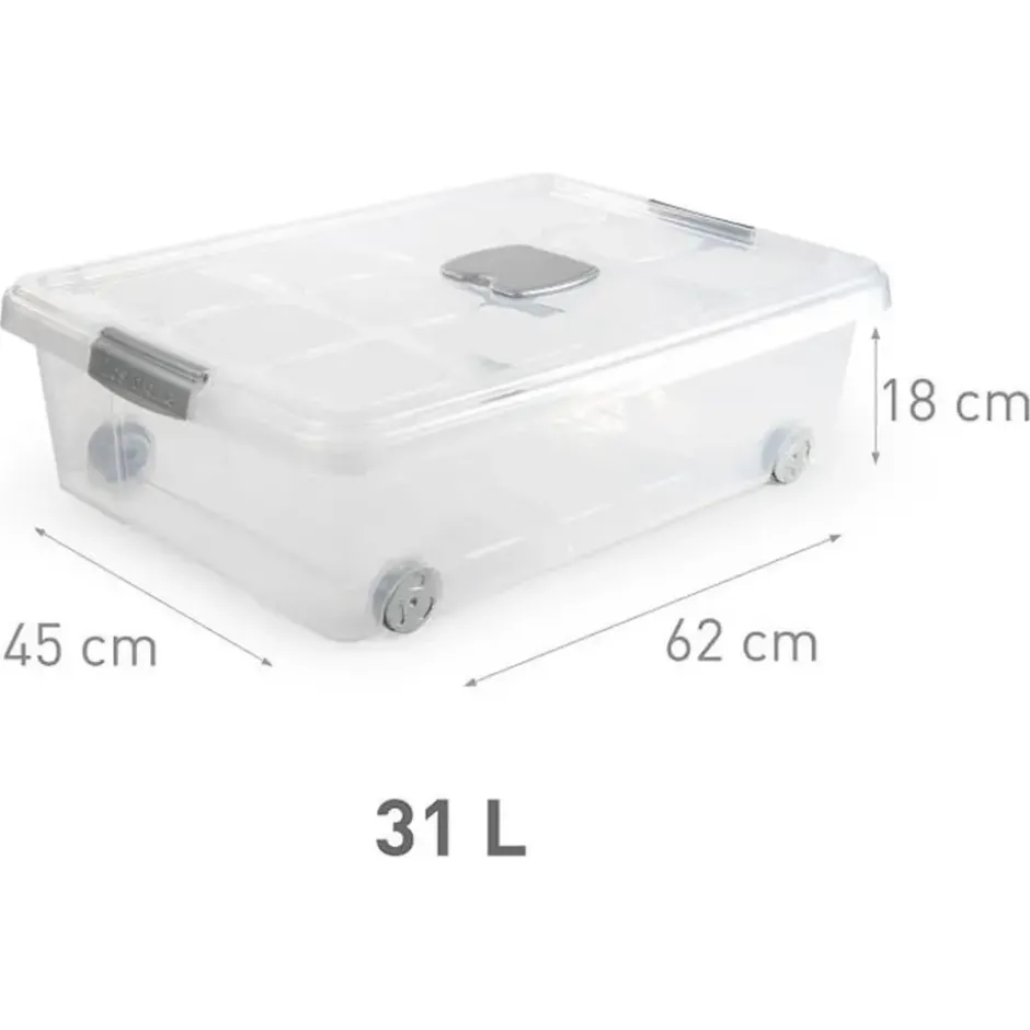 Plasticforte Opslagbak met deksel - 1x - 31L - 62 x 45 x 18 cm