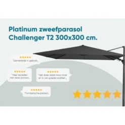 Platinum Challenger Premium T2 3x3 m - Manhattan Grey met voet en hoes
