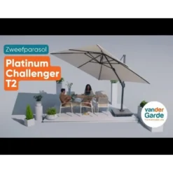 Platinum Challenger Premium T2 3,5x2,6m.-Champagne Teak + verrijdbare voet+hoes