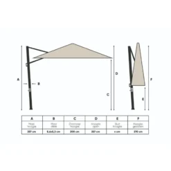 Platinum Challenger Zweefparasol T1 Premium 4x3 m. - Champagne