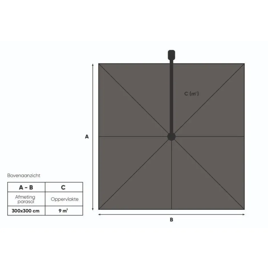 Platinum Nexus T2 zweefparasol Premium 3x3 –Champagne–sandstone frame