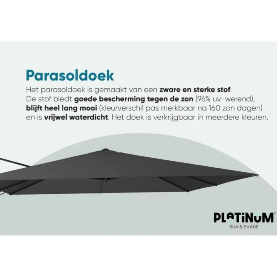 Platinum Nexus T2 zweefparasol Premium 3x3 –Champagne–sandstone frame
