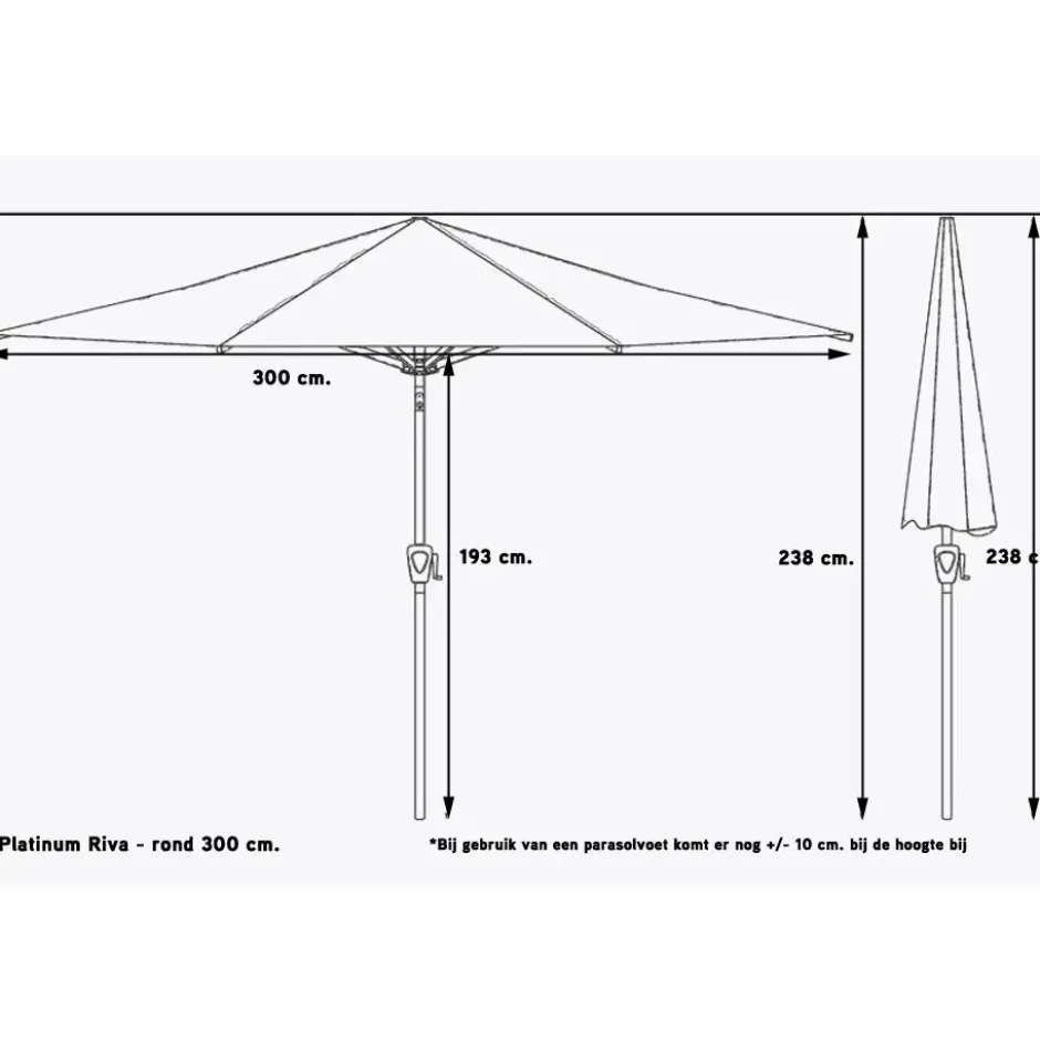 Platinum Riva parasol 3 m. antraciet