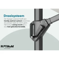 Platinum Voyager ronde zweefparasol T1 3 m. - Light Grey + voet + hoes