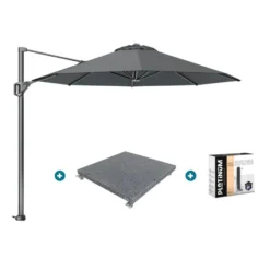 Platinum Voyager ronde zweefparasol T1 3 m. - Antraciet + voet en hoes