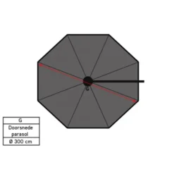 Platinum Voyager ronde zweefparasol T1 3 m. - Antraciet + voet en hoes