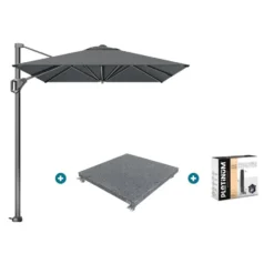 Platinum Voyager zweefparasol T1 3x2 m. - Antraciet met voet en hoes