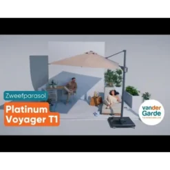 Platinum Voyager zweefparasol T1 3x2 m. - Antraciet met voet en hoes