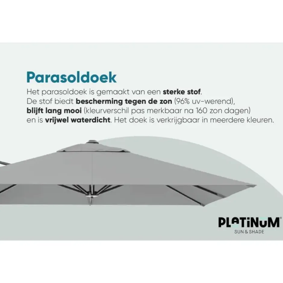 Platinum Voyager zweefparasol T1 3x2 m. - Antraciet met voet en hoes