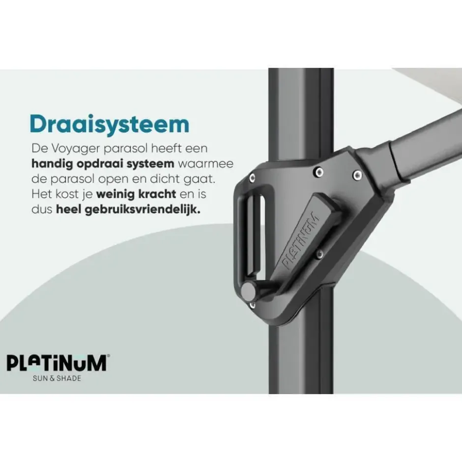Platinum Voyager zweefparasol T1 3x2 m. - Antraciet met voet en hoes