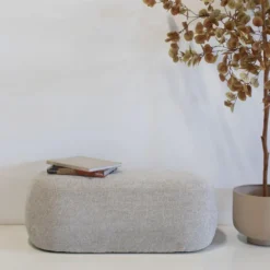 Poef Beige Stof - Zithoogte 38cm - 100x50x38cm - Sarah