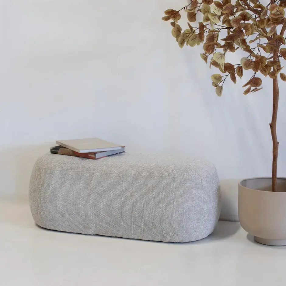 Poef Beige Stof - Zithoogte 38cm - 100x50x38cm - Sarah