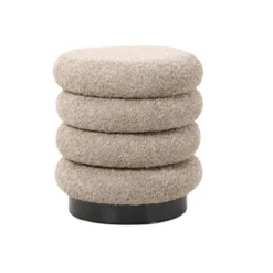 Poef Bouclé - Taupe - Poef Matthijs