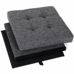 Poef - opvouwbaar - zonder poten - stof - 38 cm - donkergrijs