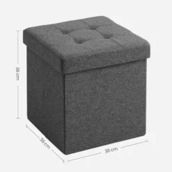 Poef - opvouwbaar - zonder poten - stof - 38 cm - donkergrijs
