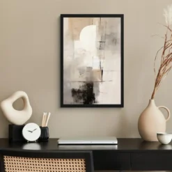 Poster met lijst 40x60 cm Abstract - Kunst - Grijs