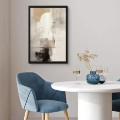 Poster met lijst 40x60 cm Abstract - Kunst - Grijs