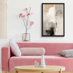Poster met lijst 40x60 cm Abstract - Kunst - Grijs