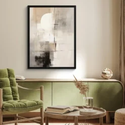 Poster met lijst 60x80 cm Abstract - Kunst - Grijs