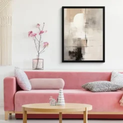 Poster met lijst 60x80 cm Abstract - Kunst - Grijs