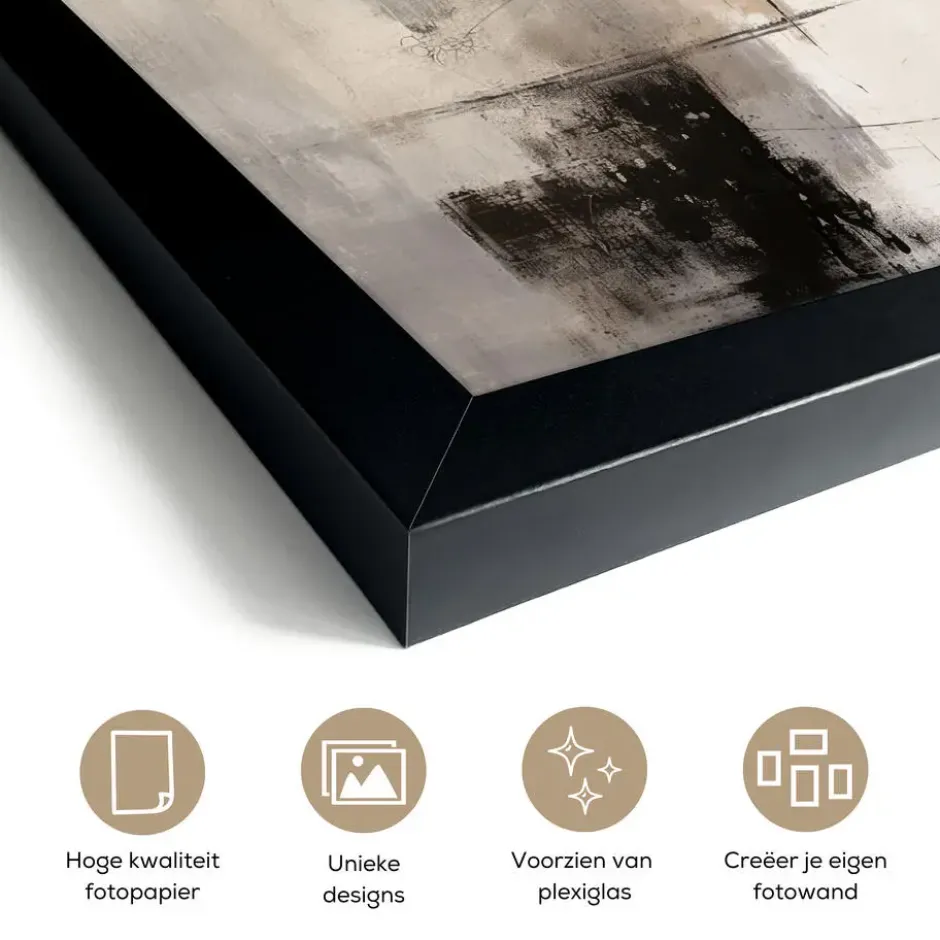 Poster met lijst 20x30 cm Abstract - Kunst - Grijs