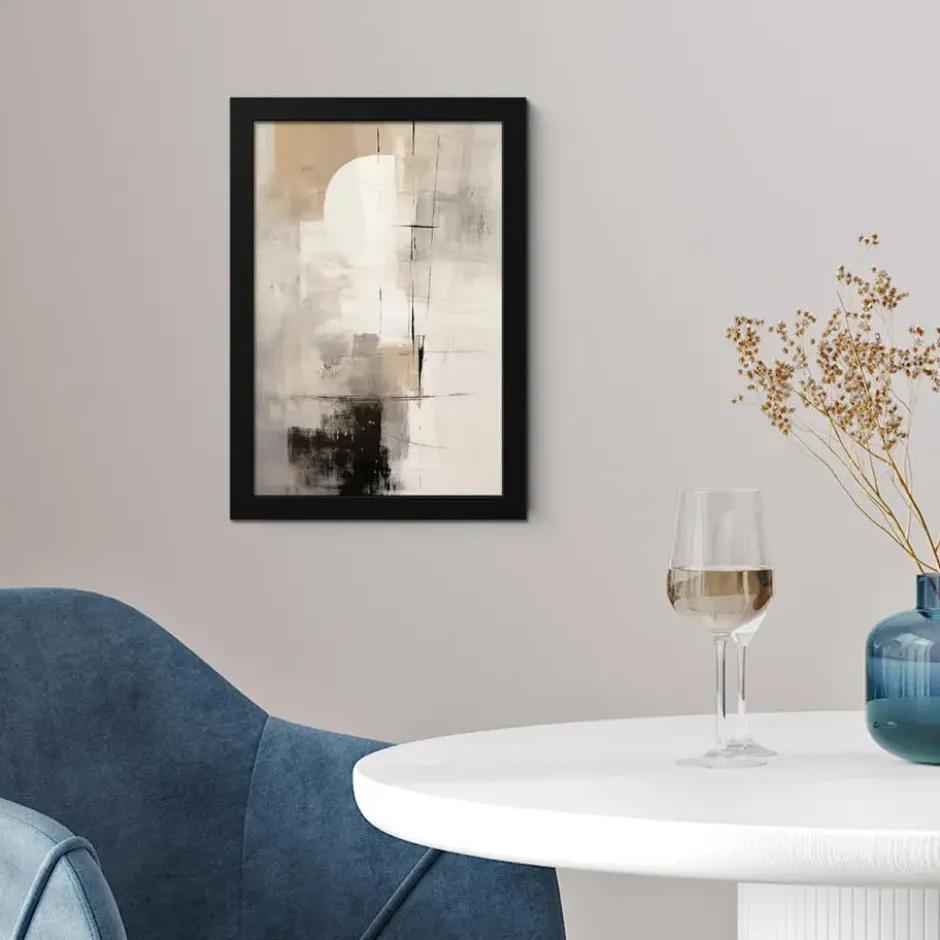Poster met lijst 20x30 cm Abstract - Kunst - Grijs