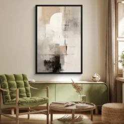 Poster met lijst 80x120 cm Abstract - Kunst - Grijs