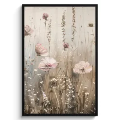 Poster met lijst 80x120 cm Bloemen - Roze - Modern - Beige