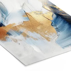 Poster met lijst 60x80 cm Goud - Blauw - Watercolor - Kunst - Modern
