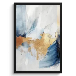 Poster met lijst 40x60 cm Goud - Blauw - Watercolor - Kunst - Modern