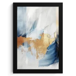 Poster met lijst 20x30 cm Goud - Blauw - Watercolor - Kunst - Modern