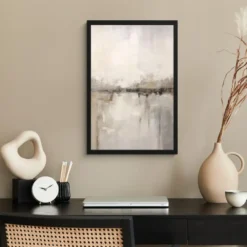 Poster met lijst 40x60 cm Moderne kunst - Abstract - Beige