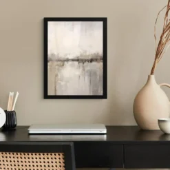Poster met lijst 30x40 cm Moderne kunst - Abstract - Beige