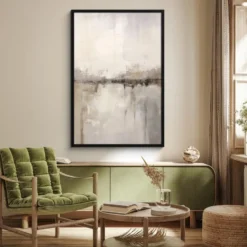 Poster met lijst 80x120 cm Moderne kunst - Abstract - Beige