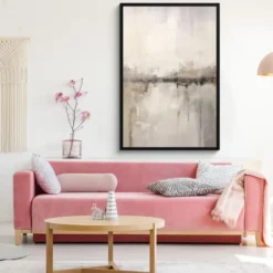 Poster met lijst 80x120 cm Moderne kunst - Abstract - Beige